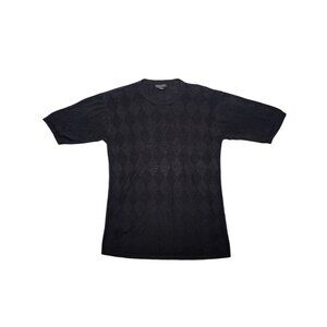 Domani Platinum Silk Blend Diamond Pattern Short Sleeve Pullover Top Men's L